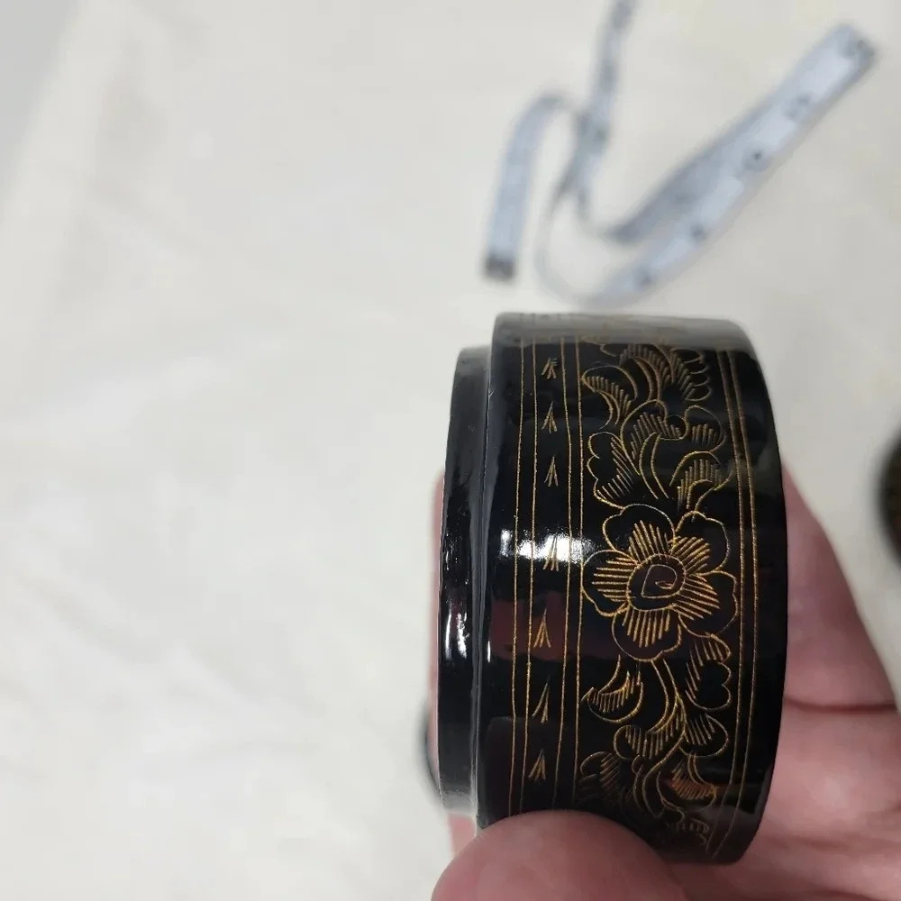 SOLD                  Hand-Painted Ornate Jewelry Wood Paper Mache Trinket Box - - Picture 13 of 16